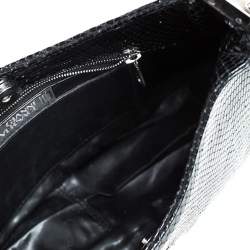 Versace Black Snakeskin Embossed Leather Metal Handle Hobo