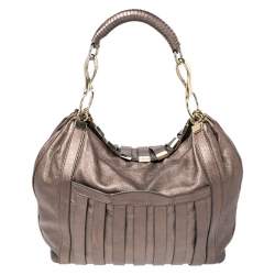 Versace Metallic Striped Leather Hobo