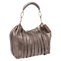 Versace Metallic Striped Leather Hobo