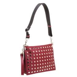 مملوكة مسبقًا Versace Red Leather Studded Shoulder Bag