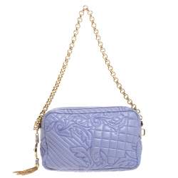 Pre Owned Versace Lilac Leather Embroidered Vanitas Shoulder bag