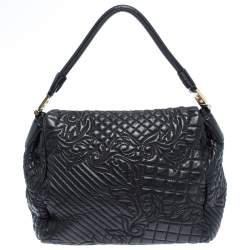 Pre Owned حقيبة فيرساتشي ألتيا  جلد باروكو سوداء