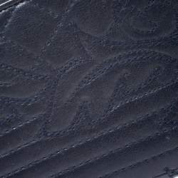 مملوكة مسبقًا Versace Navy Blue Leather Vanitas Zip Around Wallet