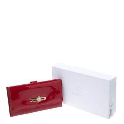 Versace Red Patent Leather Icon Continental Wallet