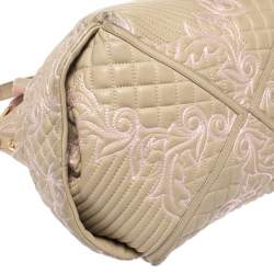 Versace Beige/Pink Quilted Leather Vanitas Satchel