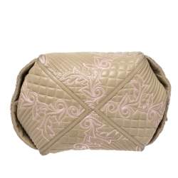 Versace Beige/Pink Quilted Leather Vanitas Satchel