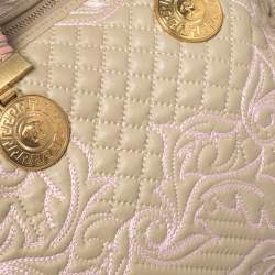 Versace Beige/Pink Quilted Leather Vanitas Satchel