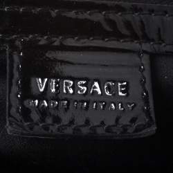 Pre Owned Versace Midnight Blue Croc Patent Leather Chain Tote