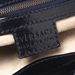 Versace Black Stitches Patent Leather Chain Shoulder Bag