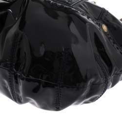 Versace Black Stitches Patent Leather Chain Shoulder Bag