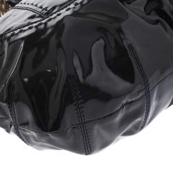 Versace Black Stitches Patent Leather Chain Shoulder Bag