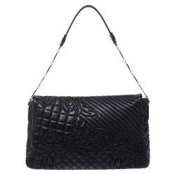 مملوكة مسبقًا حقيبة كتف فيرساتشي "كاليوب فانيتاس" جلد مبطن أسود