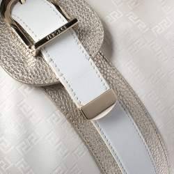 Pre Owned Versace White Signature Fabric and Leather Tote