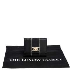 Versace Black Canvas and Leather Compact Wallet