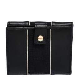 Versace Black Canvas and Leather Compact Wallet