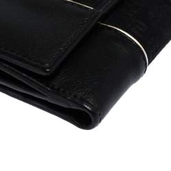 Versace Black Canvas and Leather Compact Wallet