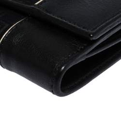 Versace Black Canvas and Leather Compact Wallet