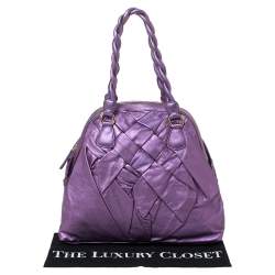 Pre Owned Valentino Purple Leather Woven Couture Satchel 