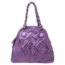 Pre Owned Valentino Purple Leather Woven Couture Satchel 