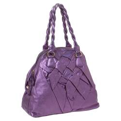 Pre Owned Valentino Purple Leather Woven Couture Satchel 