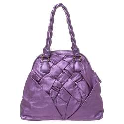 Pre Owned Valentino Purple Leather Woven Couture Satchel 