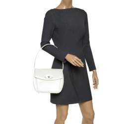 Pre Owned Versace White Patent Leather Shoulder Bag