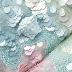 Pre Owned Versace Light Blue Suede and Leather Embellished Sequin Palazzo Medusa Backpack