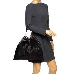 Pre Owned حقيبة فيرساتشي جلد ثعبان أسود