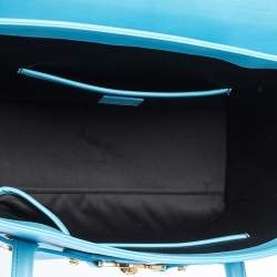 Pre Owned Versace Blue Leather Medusa Medallion Satchel