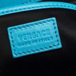 Pre Owned Versace Blue Leather Medusa Medallion Satchel