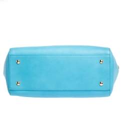 Pre Owned Versace Blue Leather Medusa Medallion Satchel