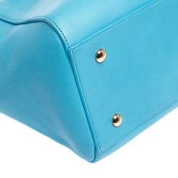 Pre Owned Versace Blue Leather Medusa Medallion Satchel