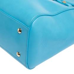 Pre Owned Versace Blue Leather Medusa Medallion Satchel