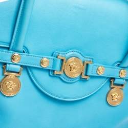 Pre Owned Versace Blue Leather Medusa Medallion Satchel