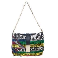Versace Multicolor Quilted Leather Greek Crossbody Bag