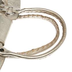 Versace Gold Signature Canvas and Leather Medussa Buckle Satchel