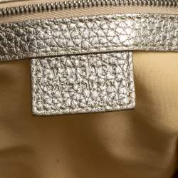 Versace Gold Signature Canvas and Leather Medussa Buckle Satchel