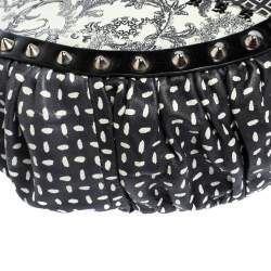 Versace Black/Green Printed Leather Studded Ruffle Hobo