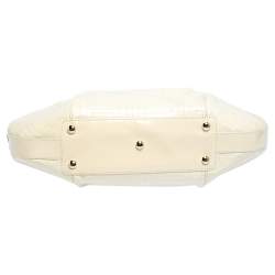 مملوكة مسبقًا Versace Ivory Quilted and Woven Patent Leather Hobo