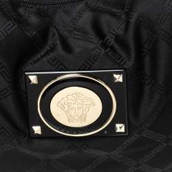 مملوكة مسبقًا حقيبة فيرساتشي مرصعة جلد ونايلون ذهبية/ سوداء