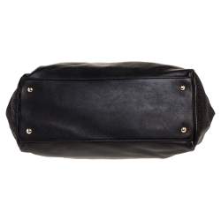 Pre Owned حقيبة فيرساتشي ألتي جلد باروكو سوداء ميتالك