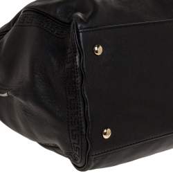 Pre Owned حقيبة فيرساتشي ألتي جلد باروكو سوداء ميتالك