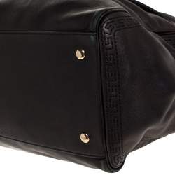 Pre Owned حقيبة فيرساتشي ألتي جلد باروكو سوداء ميتالك