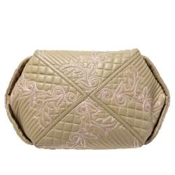 Pre Owned Versace Beige/Pink Quilted Leather Vanitas Satchel