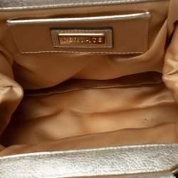 Versace Gold/White Signature Fabric and Leather Frame Satchel