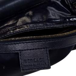 Pre Owned Versace Two Tone Blue Patent Vinyl and Leather Side Zip Tote