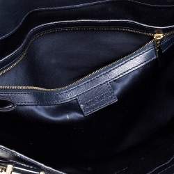 Pre Owned Versace Two Tone Blue Patent Vinyl and Leather Side Zip Tote