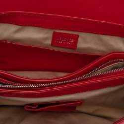 Pre Owned Versace Cream/Red Patent Leather and Leather Shoulder Bag
