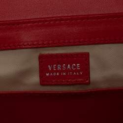Pre Owned Versace Cream/Red Patent Leather and Leather Shoulder Bag