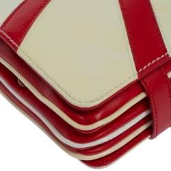 Pre Owned Versace Cream/Red Patent Leather and Leather Shoulder Bag